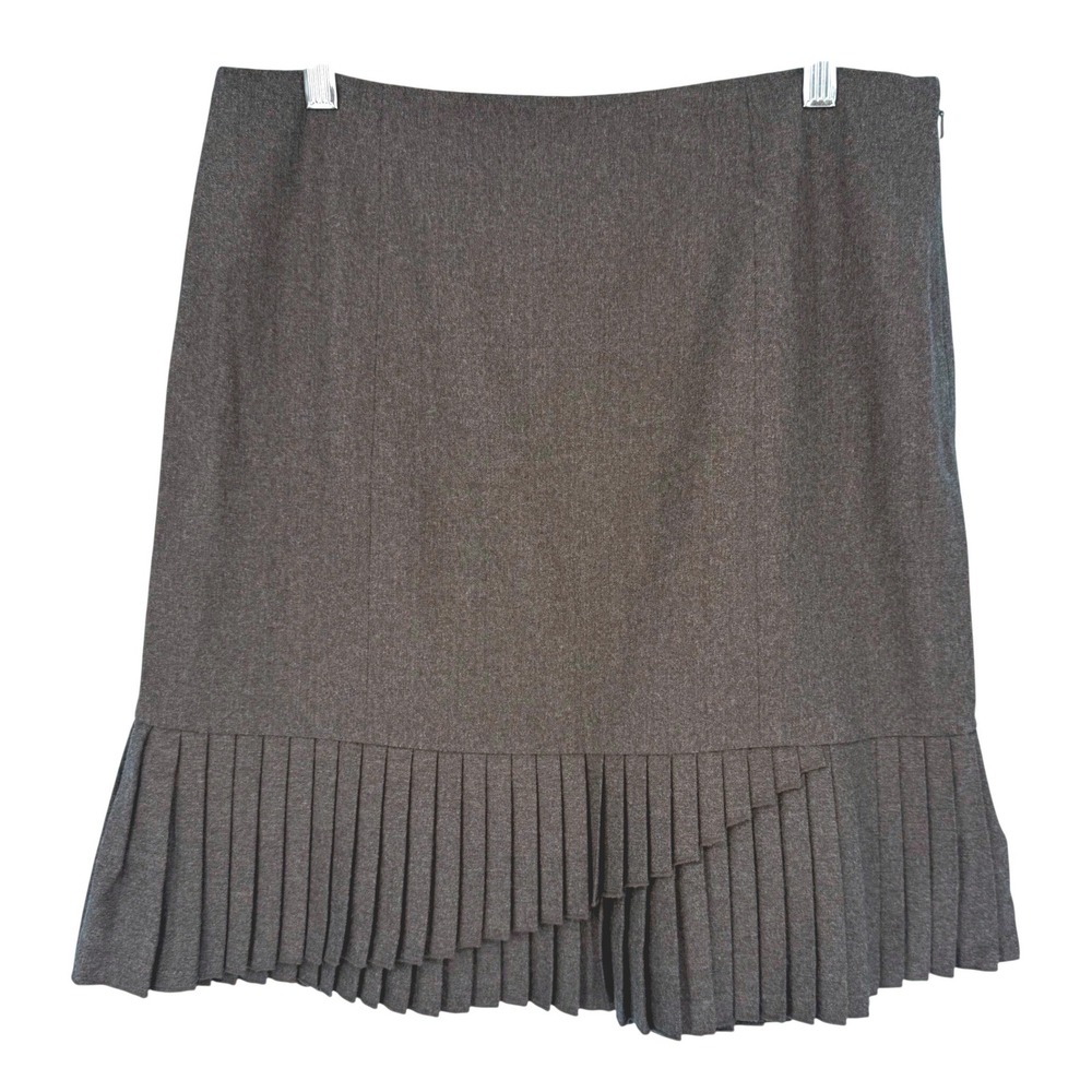 Etcetera Womens Charcoal Gray Wool Blend Pleated Drop Hem Skirt Size 10 Twee